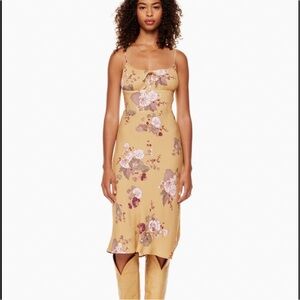 Wilfred Mustard Floral Bellow Midi Dress with Blooms